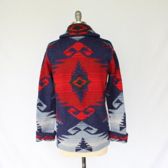 RALPH LAUREN vintage wool Cardigan wool sweater Aztec southwestern tribal jacket - Picture 8 of 10